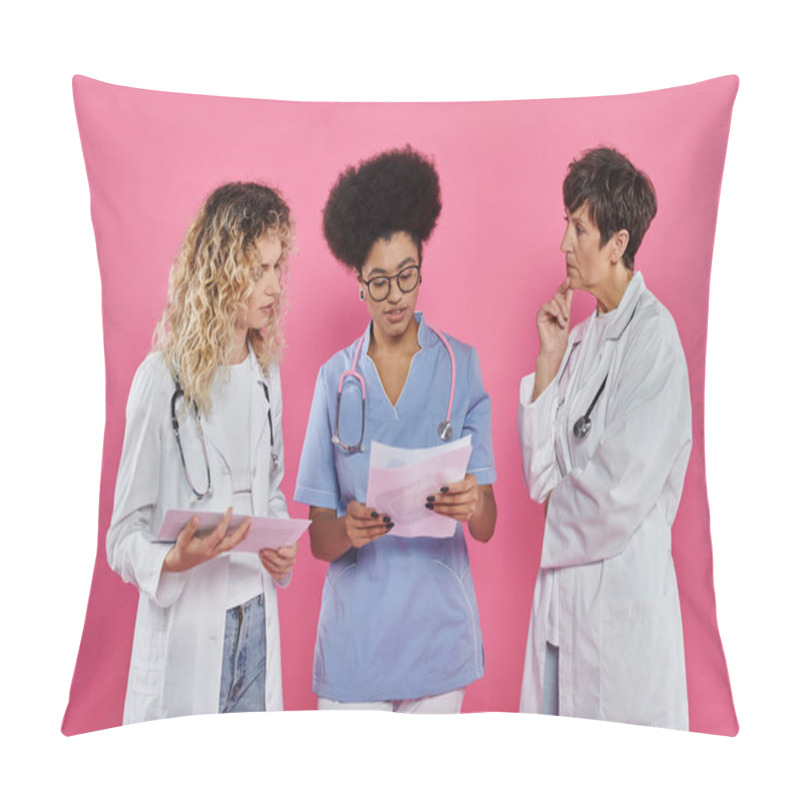 Personality  Generations, Medical Colleagues, Oncologists, Discussing Diagnosis, Breast Cancer Awareness Pillow Covers