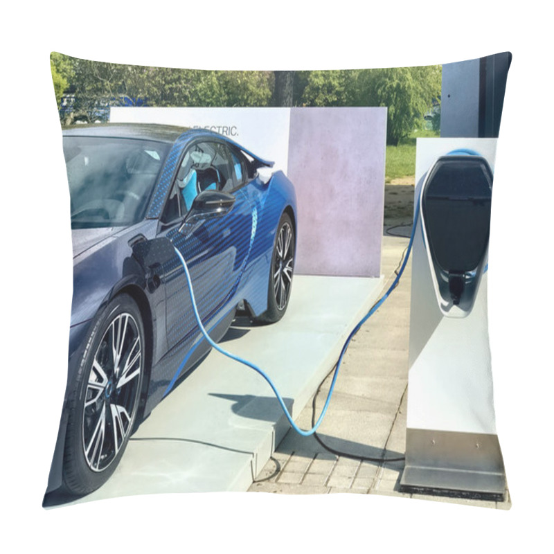 Personality  Electric Vehicle Being Plugged In Pillow Covers