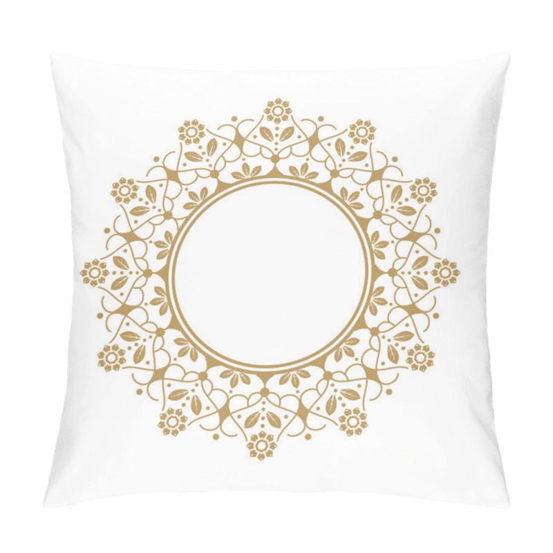 Personality  Decorative Round Design Frame With Abstract Flower Pattern. A Circular Frame. Templates For Printing Cards, Invitations, Books, Textiles, Engraving, Wooden Furniture, Forging. Vector Pillow Covers