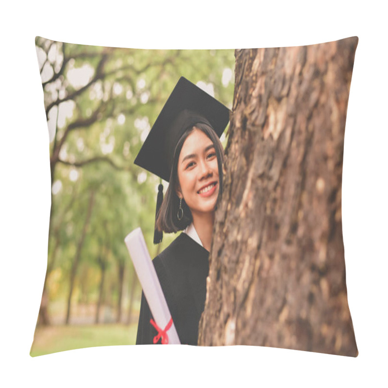 Personality  Graduation Concept. Graduated Students On Graduation Day. Asian  Pillow Covers