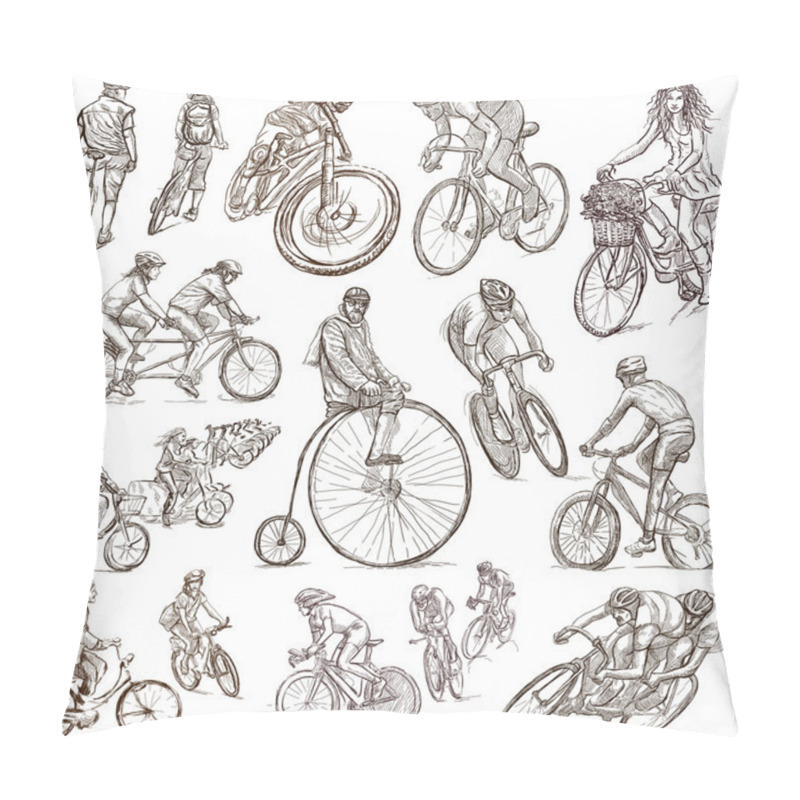 Personality  Cycling - Freehand Sketches, Collection Pillow Covers