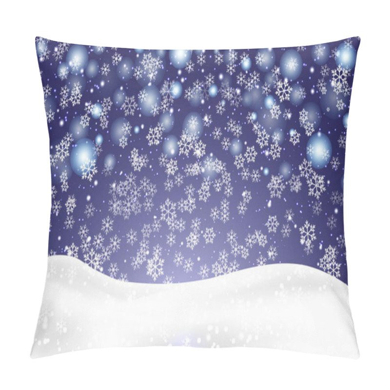 Personality  Christmas Landscape With Falling Snowflakes. Snow Background. Realistic Snowdrift Isolated. Vector Illustration. Pillow Covers