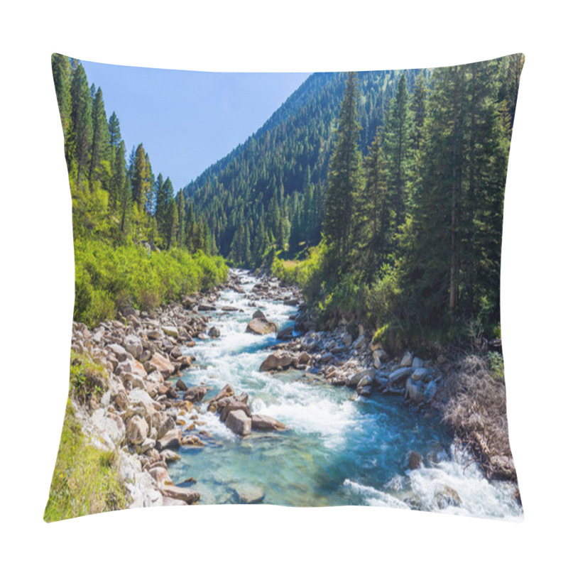 Personality   Rapid Mountain Stream In Alps Pillow Covers