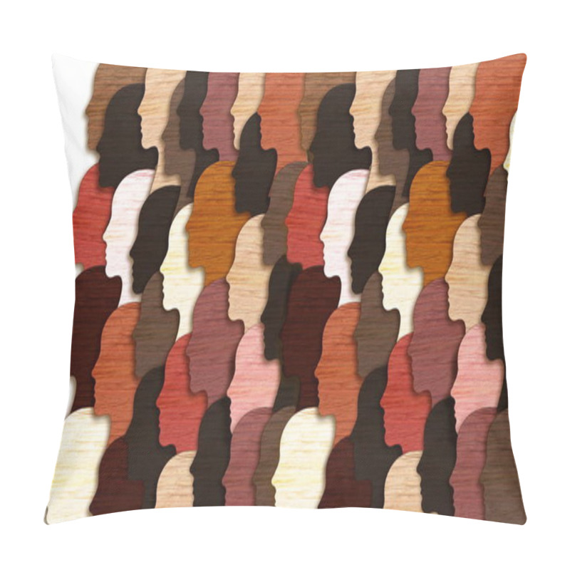 Personality  Multicultural Society And International Tolerance Celebration Of Multicultural And African, Asian, American And Caucasian Culture Integration And Pride As A Multi Cultural Group Pillow Covers