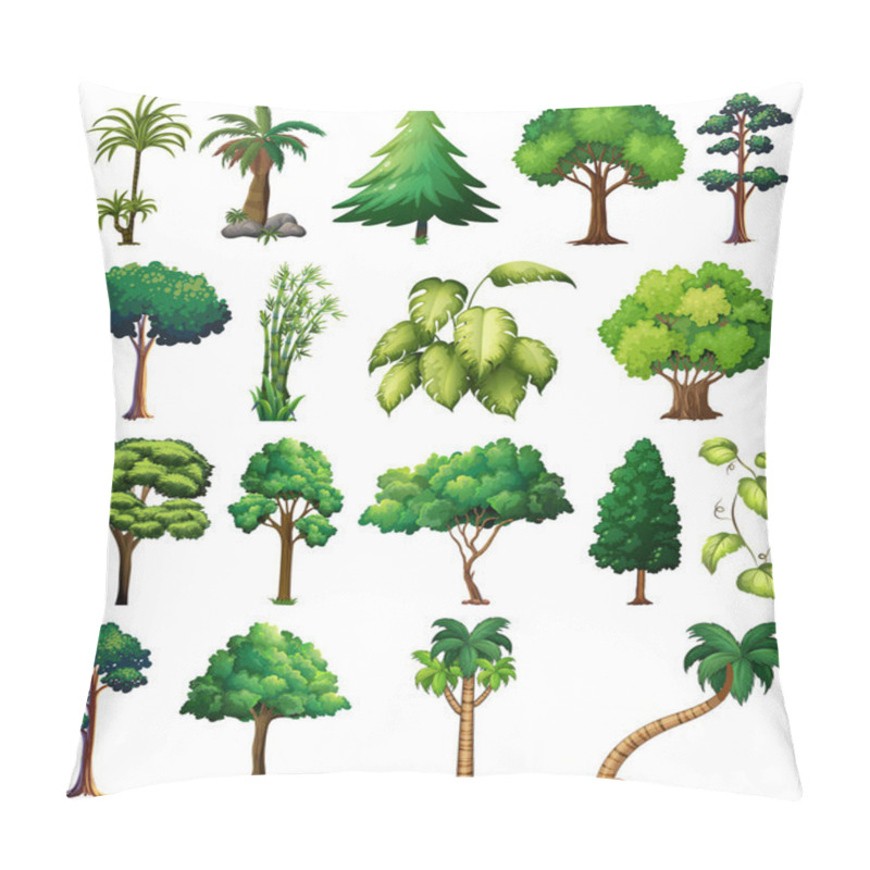 Personality  Set Of Variety Plants And Trees Illustration Pillow Covers