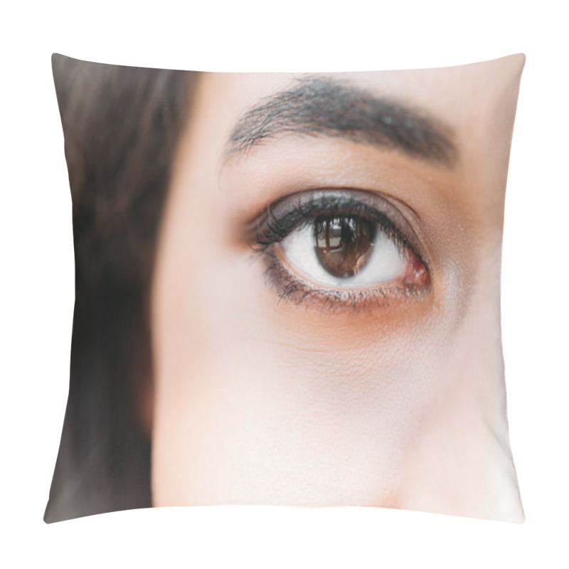 Personality  Close Up Shot Of Eye Of Mixed Race Woman  Pillow Covers