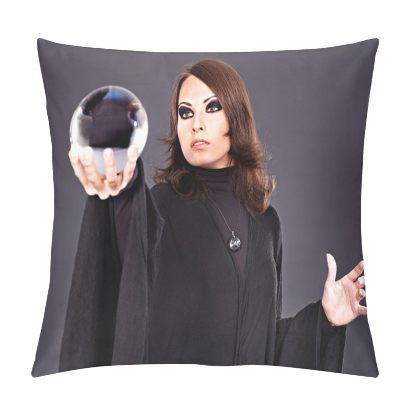 Personality  Woman With Crystal Ball. Pillow Covers