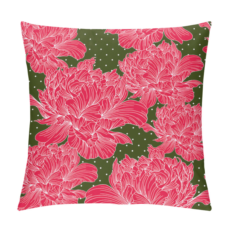 Personality  Hand Drawn Linen Peony Flower, Vector Seamless Pattern, Illustra Pillow Covers