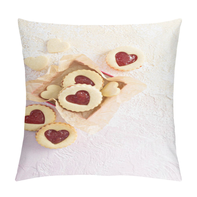 Personality  Heart Shaped Vanilla Cookies With Jam Filling Pillow Covers