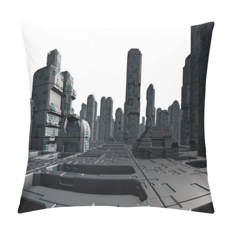 Personality  3D Rendered Futuristic City On White Background - 3D Illustration Pillow Covers