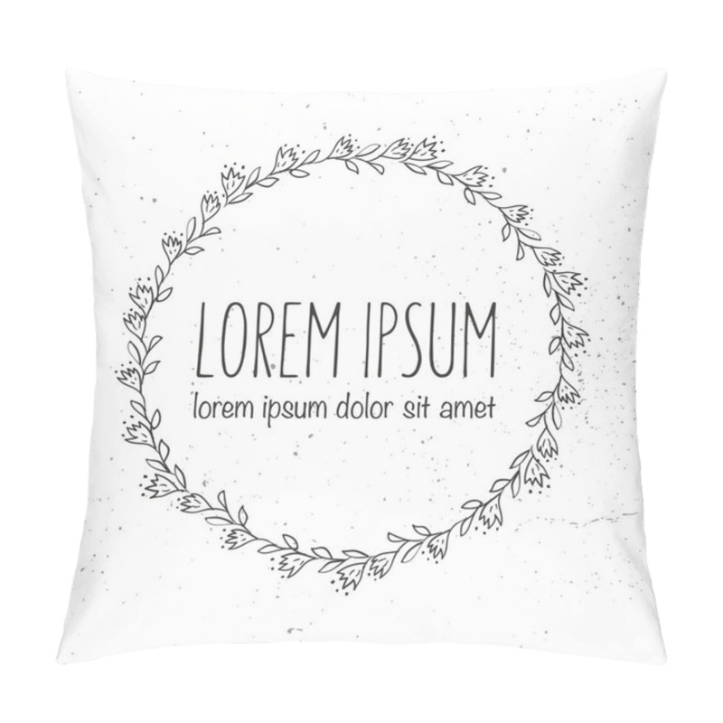 Personality  Vector Hand Drawn Wreath Logo Template Pillow Covers