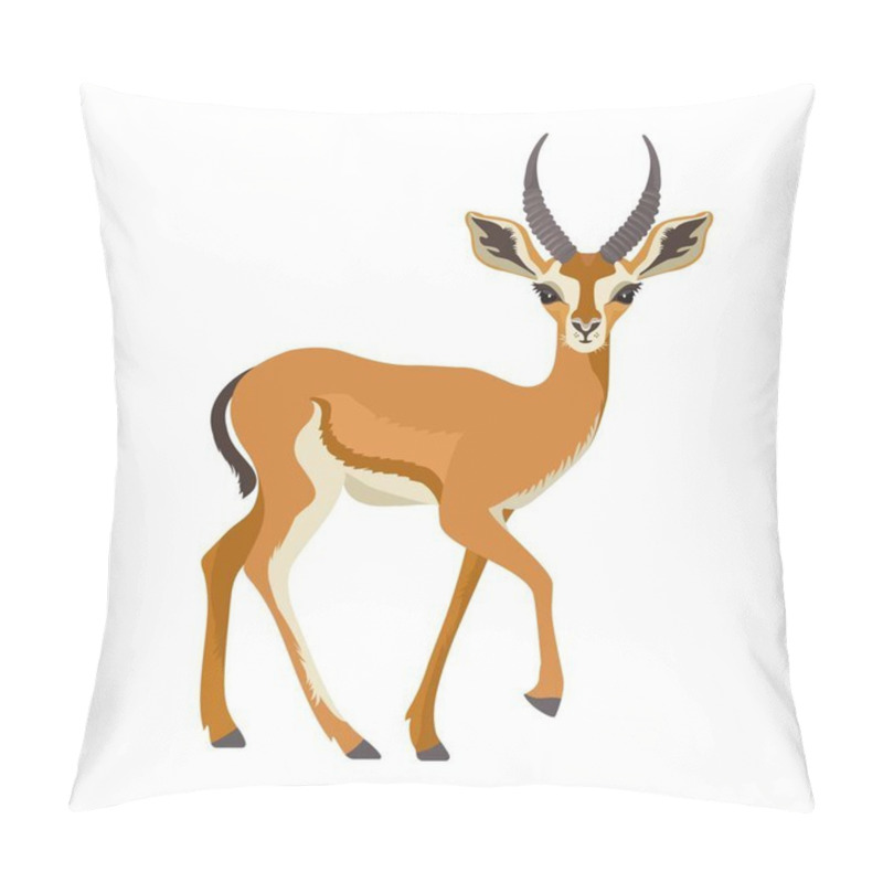 Personality  Gazelle Or Antelope With Horn. African Mammal Animal In Wildlife. Vector Pillow Covers