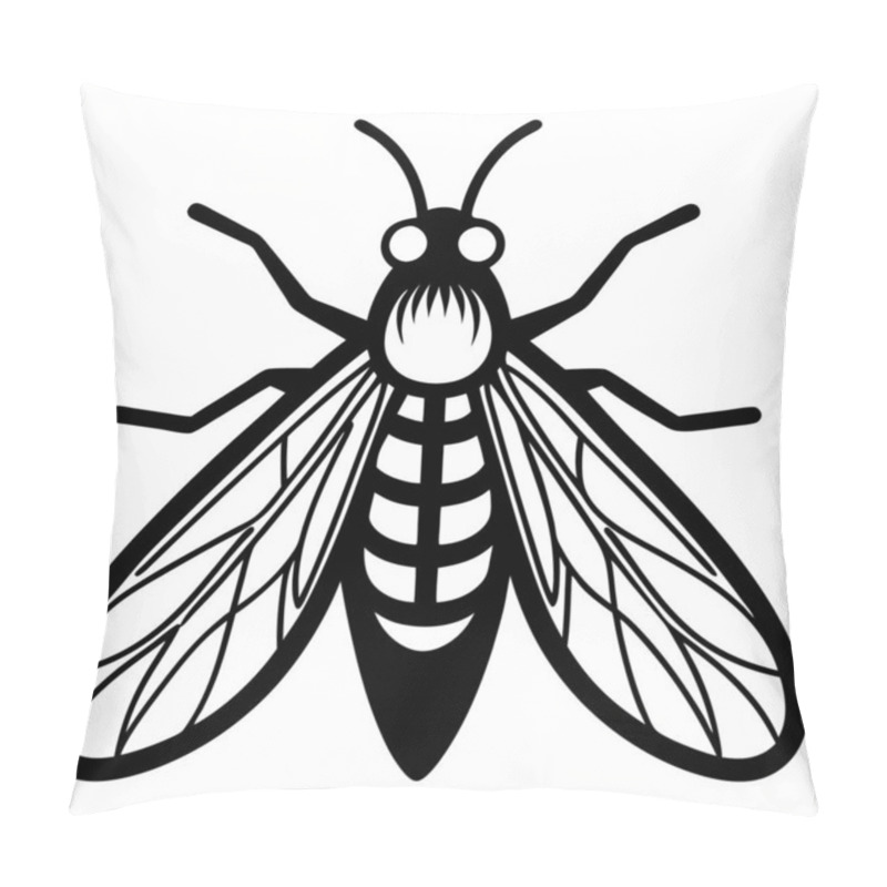 Personality  Sawfly Insect Flat Vector Illustration On White Background Pillow Covers