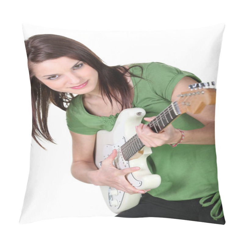 Personality  Young Woman Rocking A Guitar Pillow Covers