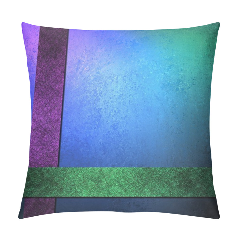 Personality  Blue Background Template With Green And Purple Stripe Layout Pillow Covers