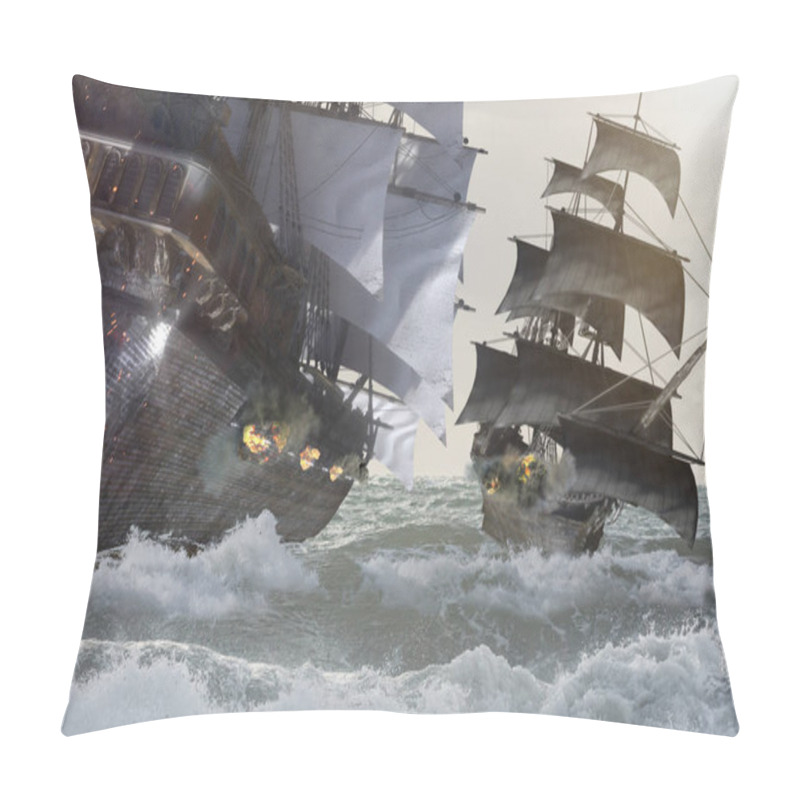 Personality  Sea Battle Pirate Ship 3d Render Pillow Covers