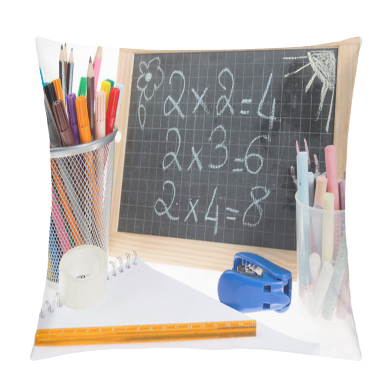 Personality  Note Pad And Blackboard. Number Mathematics On The Blackboard  Pillow Covers