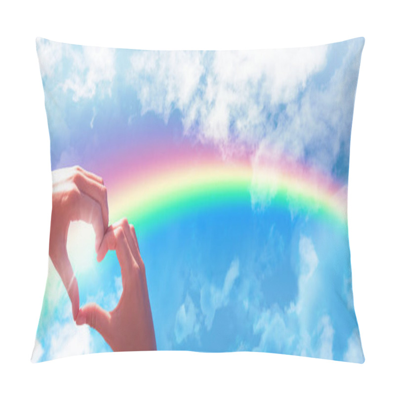 Personality  Hands Making Heart Shape On The Beach Pillow Covers