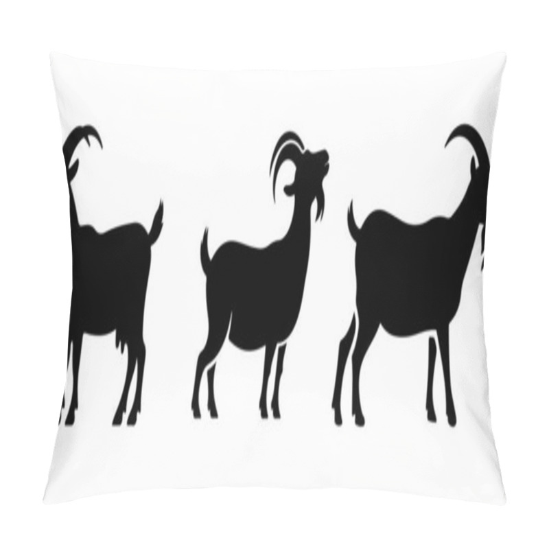 Personality  Goat Silhouette Vector Set Illustration, Farm Animal, Domestic Animal Silhouette Vector Pillow Covers