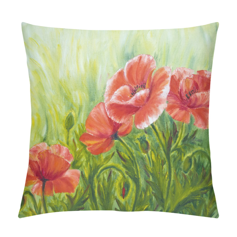 Personality  Poppies, , Oil Painting On Canvas Pillow Covers