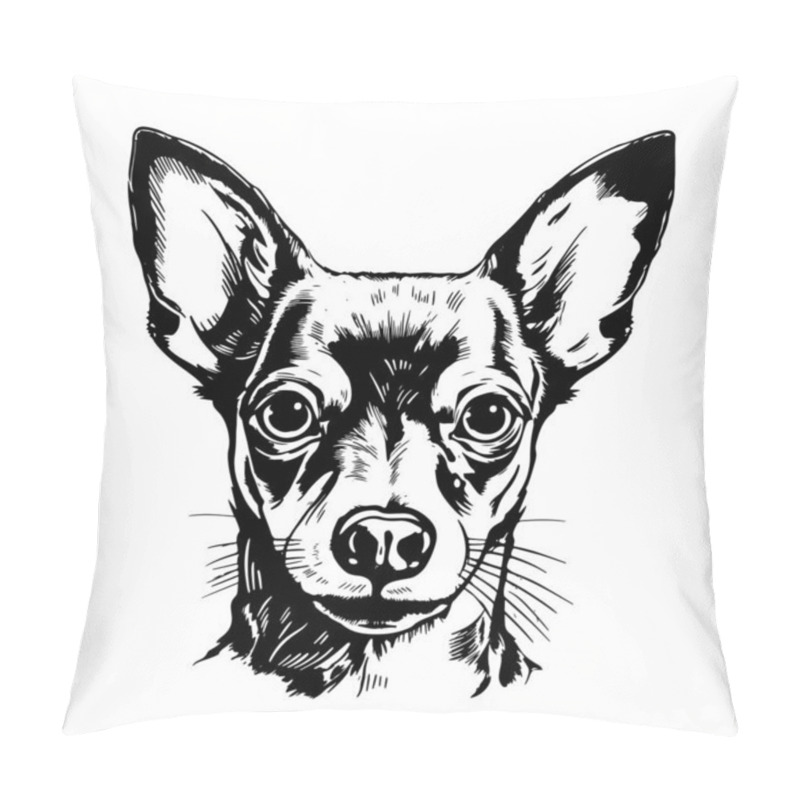 Personality  Cute Toy Terrier Dog Portrait Hand Drawn Sketch Pets Vector Illustration Pillow Covers