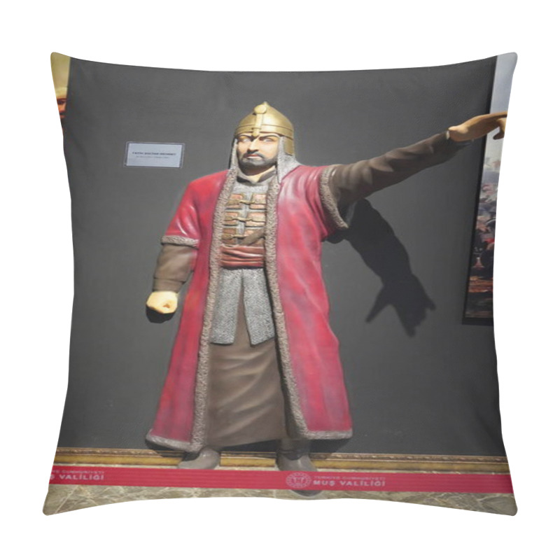 Personality  Manzikert, Turkey, July, 30, 2024, Journey Through Turkish History: From Central Asia To Modern Times, Exploring Symbols, Artifacts, And Key Moments At Mu Malazgirt Turkish History Museum. Pillow Covers