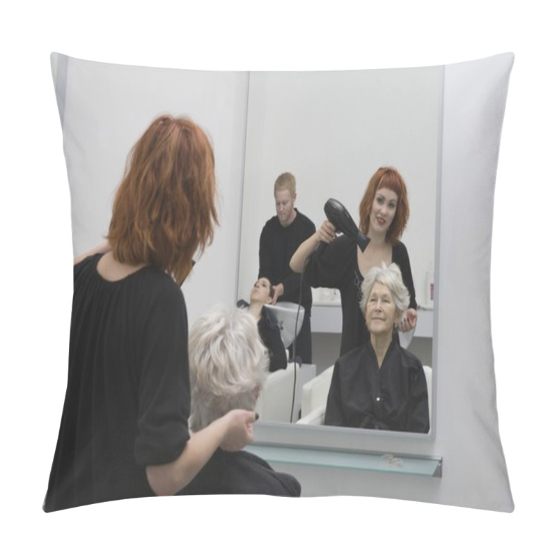 Personality  Stylist Blow-drys Elderly Woman's Hair Pillow Covers