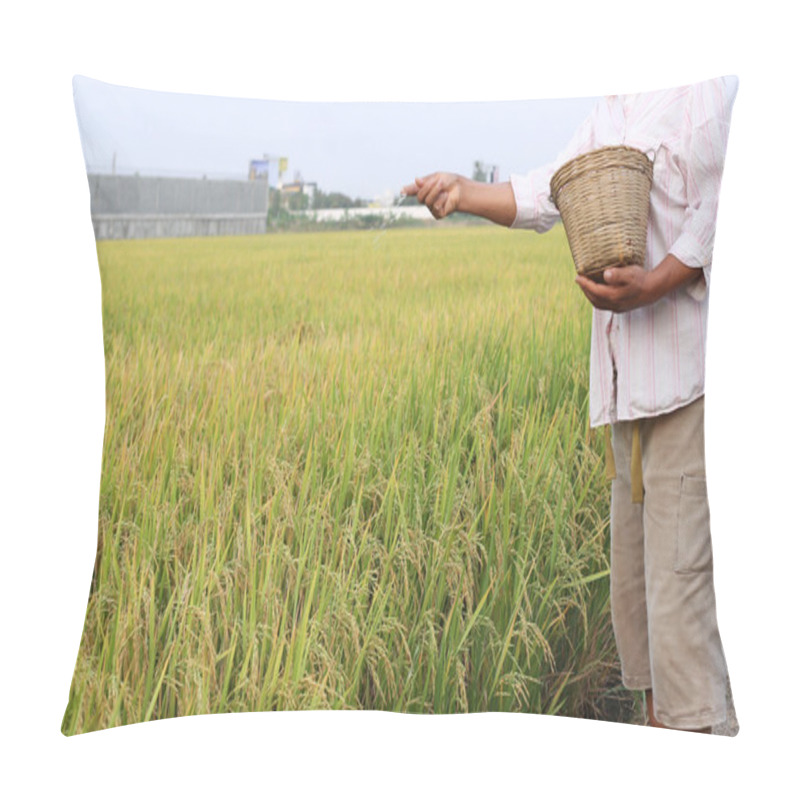 Personality  Rice Farmer Using Nitrogen Fertilizer Pillow Covers