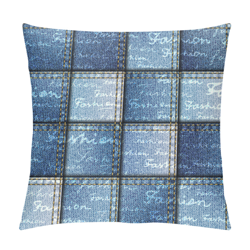 Personality  Patchwork Of Denim Fabric. Pillow Covers