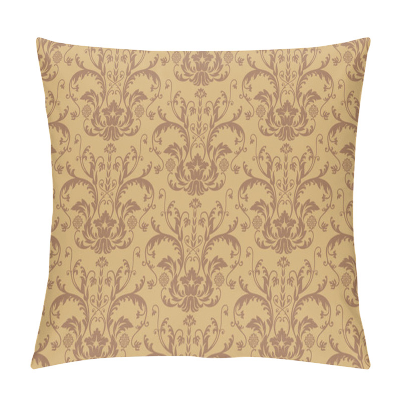 Personality  Seamless Brown Damask Wallpaper Pillow Covers