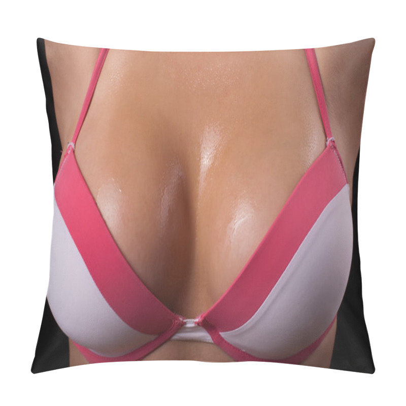 Personality  Breast In Uplift On A Black Background 1 Pillow Covers