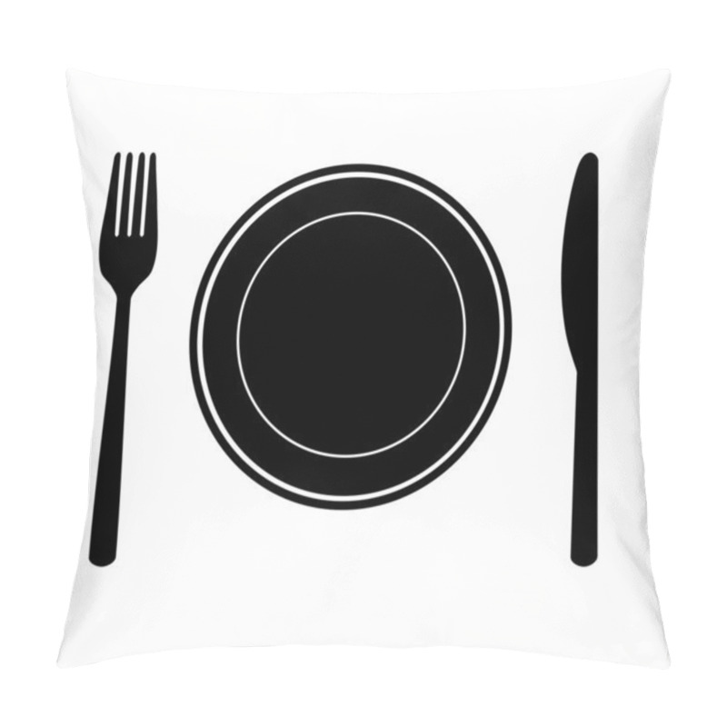 Personality  Plate With Knife And Fork. Pillow Covers