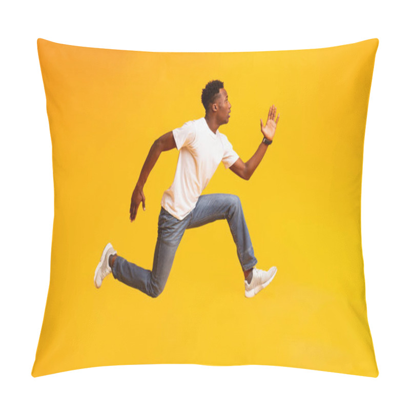 Personality  African Guy Jump, Run Fast, Hurry Up To Sales Or Discounts Pillow Covers