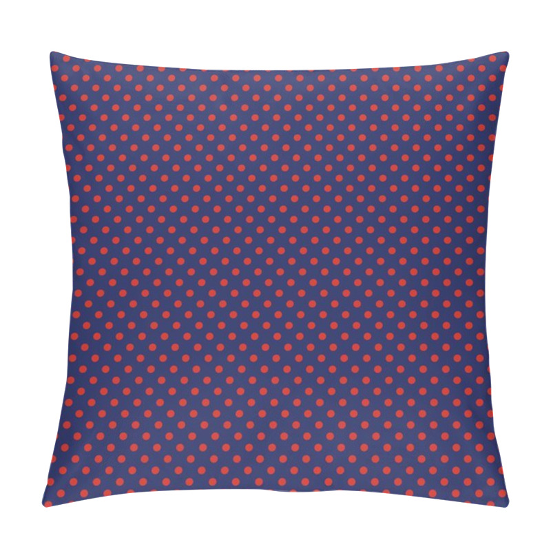 Personality  Vector Seamless Pattern With Red Polka Dots On Retro Navy Blue Background Pillow Covers