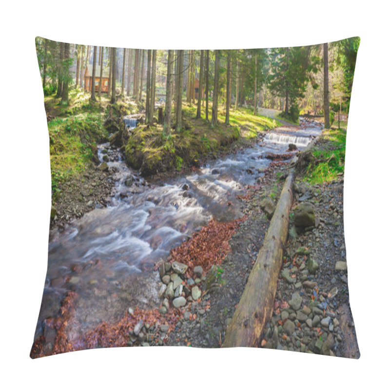 Personality  River Shore In National Park With Late In Autumn Pillow Covers