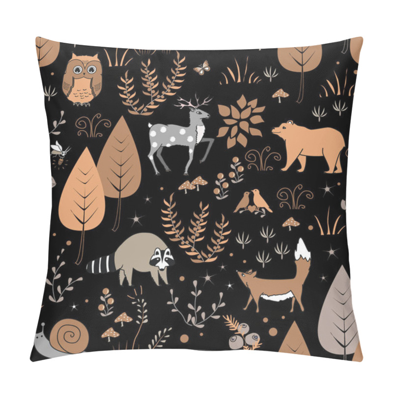 Personality  Seamless Pattern With Fairy Plants And Forest Animals. Pillow Covers