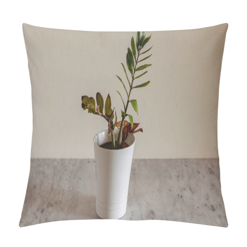 Personality  Dying Zz Plant In A Pot Pillow Covers