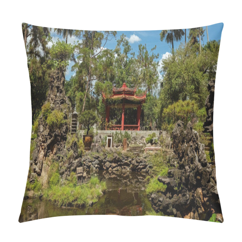 Personality  Beautiful Chinese Garden In Sam Poh Tong Temple Hidden In The Mountains In Ipoh, Malaysia Pillow Covers