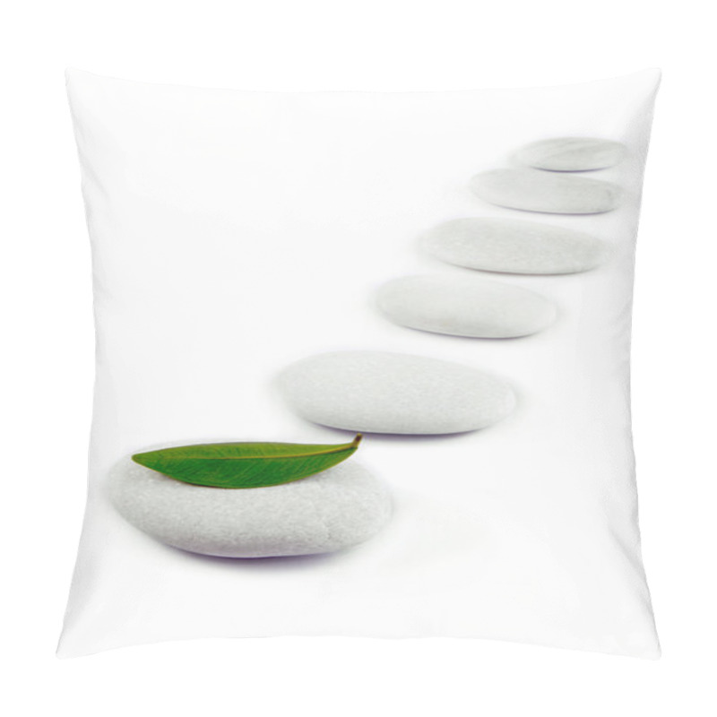 Personality  White Stone Pebble Zen Path Isolated On White Pillow Covers