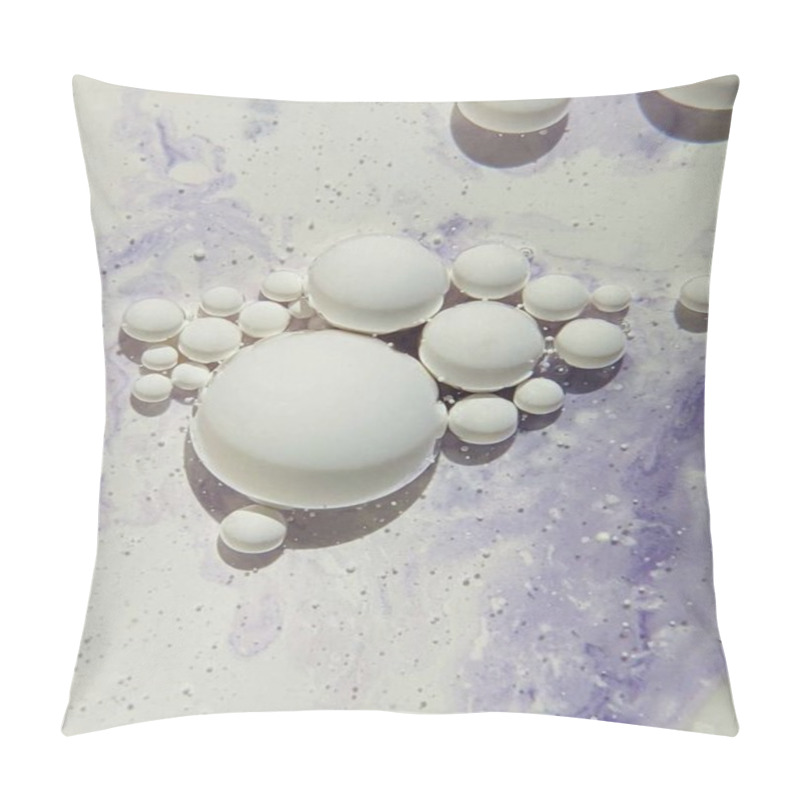 Personality  Abstract Composition Of White Spheres On A Purple Marbled Background. Pillow Covers