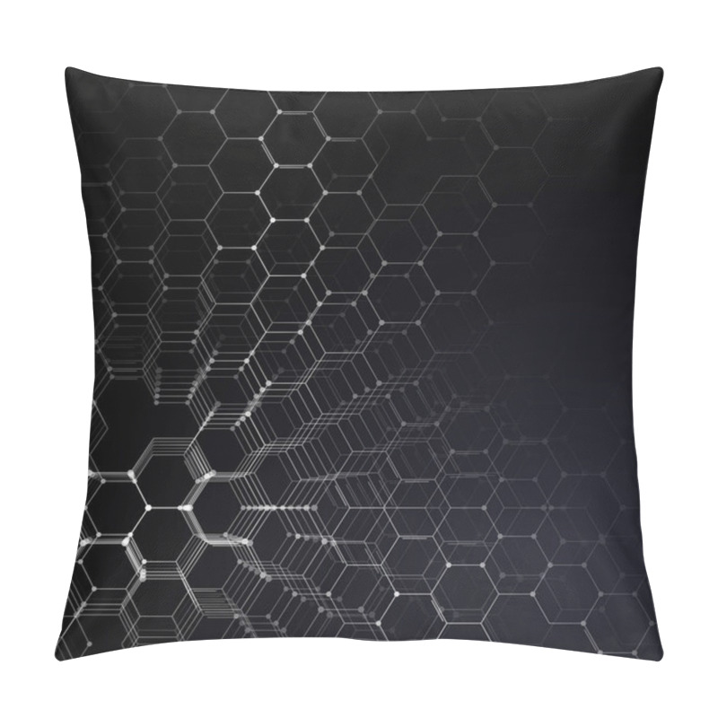 Personality  Chemistry 3D Pattern, Hexagonal Molecule Structure On Black, Scientific Medical Research. Medicine, Science And Technology Concept. Motion Design. Geometric Abstract Background. Pillow Covers