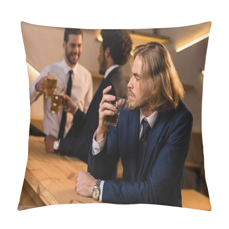 Personality  Businessmen Drinking Whiskey In Bar Pillow Covers