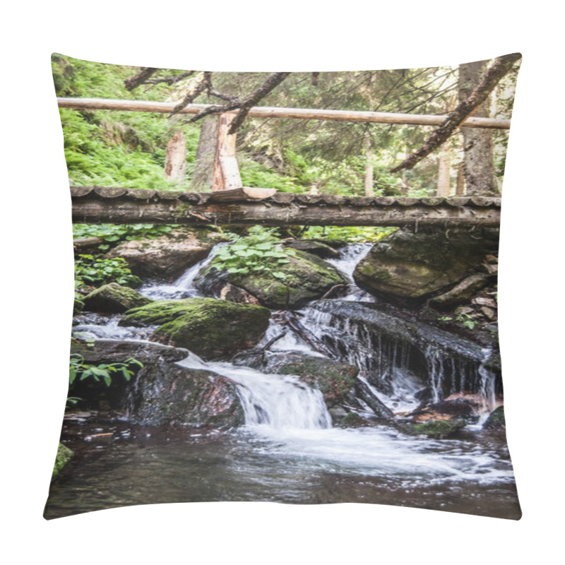 Personality  Waterfall With Wooden Bridge Above Pillow Covers