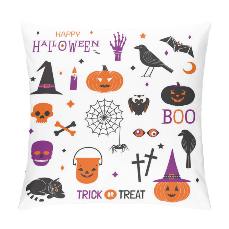 Personality  Halloween Holiday Cute Minimalist Vector Icons Set Pillow Covers