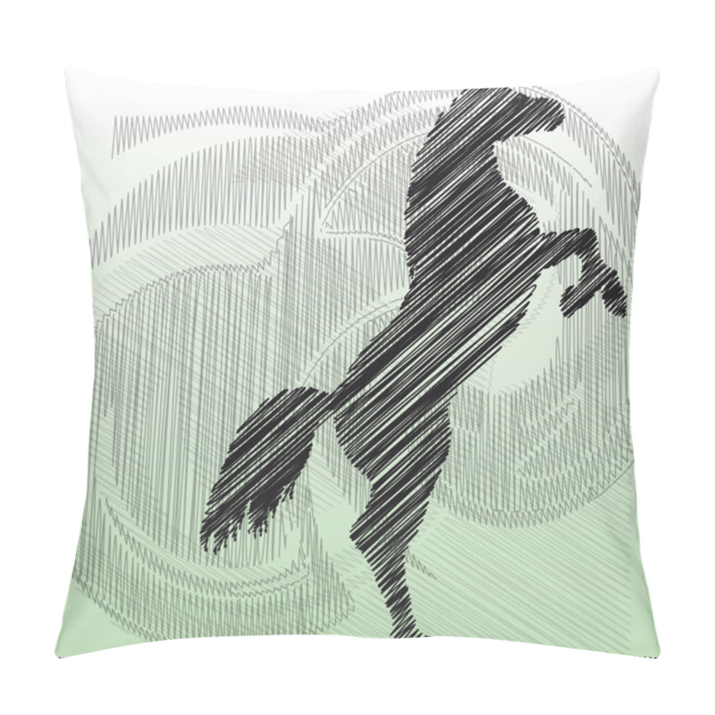 Personality  Sketch Of Abstract Horses. Vector Illustration Pillow Covers