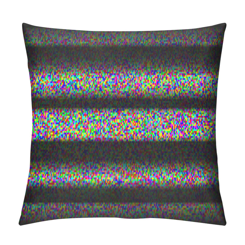 Personality  RGB TV Static Noise Background. Glitch Pixel Television Screen. Lost Or Bad TV Signal VHS Video With Black Stripes Wallpaper. White Noise Grain. CRT Tv Screen With Interferences And Glitches. Vector Pillow Covers