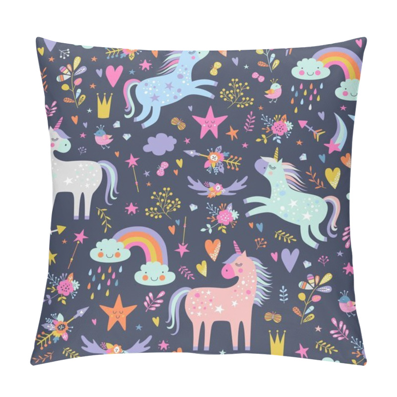 Personality  Childish Seamless Pattern With Unicorns. Creative Nursery Background. Perfect For Kids Design, Fabric, Wrapping, Wallpaper, Textile, Apparel Pillow Covers