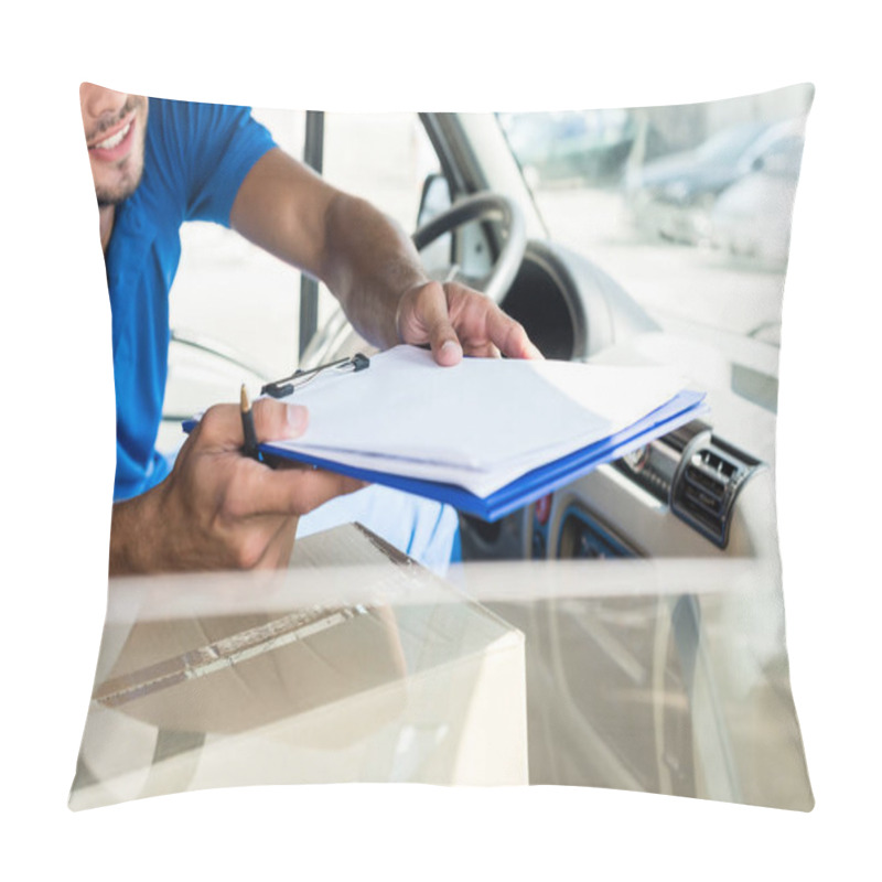 Personality  Delivery Man With Clipboard Pillow Covers