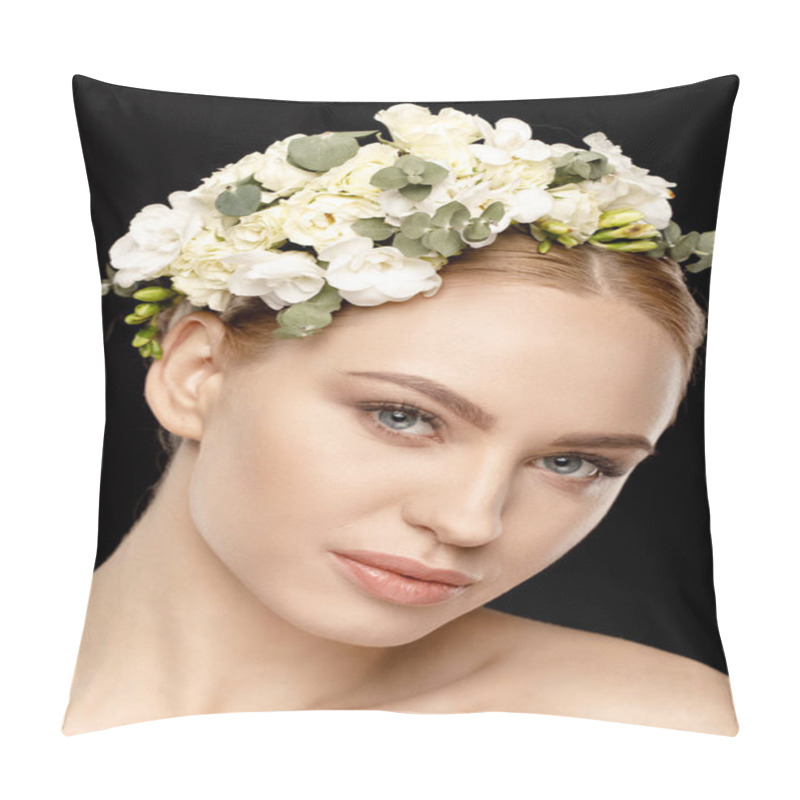 Personality  Woman With Flowers In Hair Pillow Covers