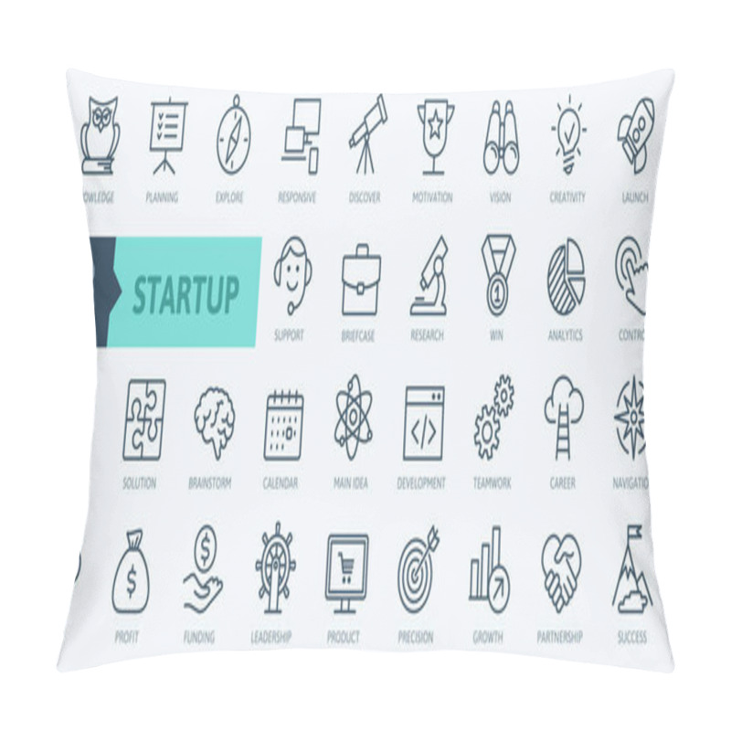 Personality  Startup Project And Development Elements - Minimal Thin Line Web Icon Set. Outline Icons Collection. Simple Vector Illustration. Pillow Covers